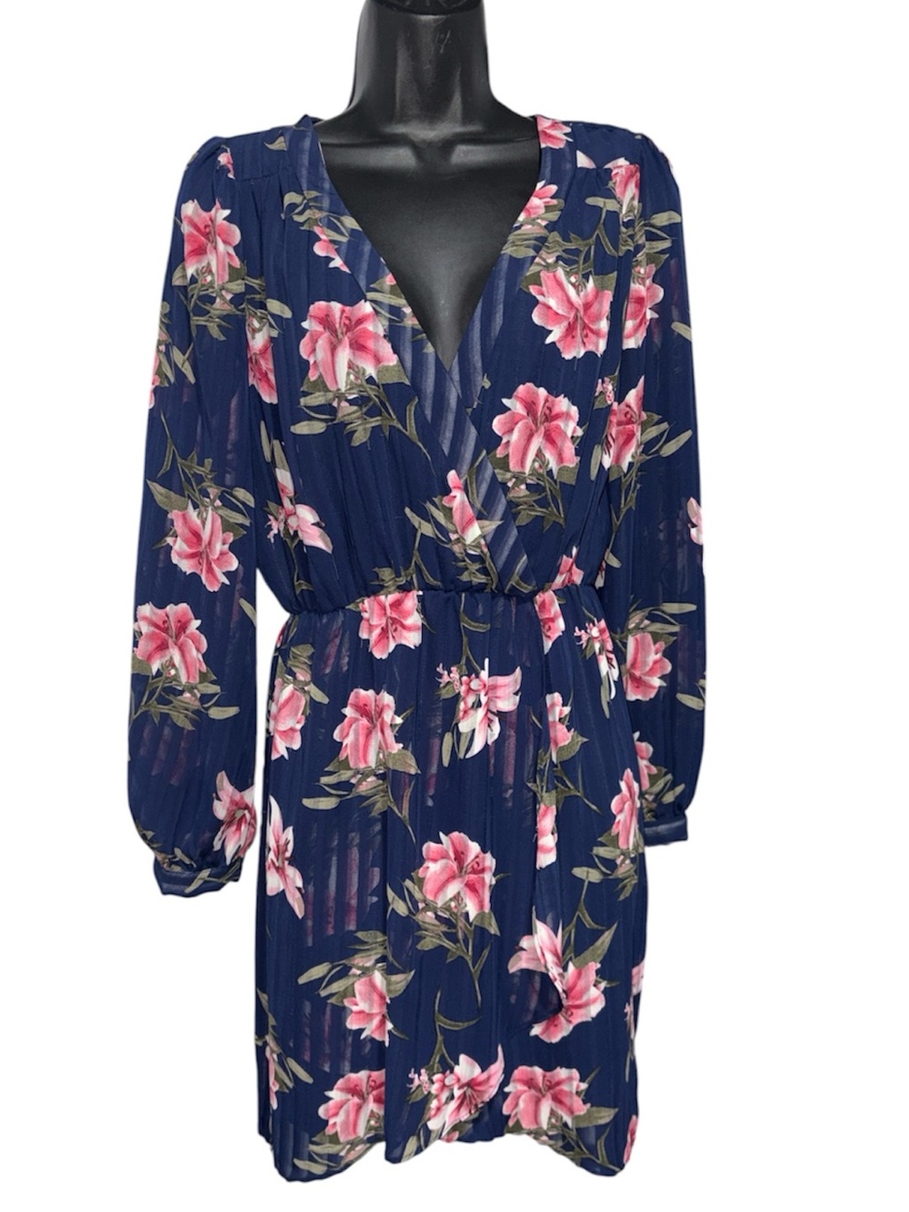 HONEY BELLE Floral Deep V Long Sleeve Dress